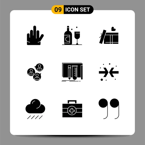 Universal Icon Symbole Grupa Nowoczesne Solidne Glify Laboratorium Sprzęt Miłość — Wektor stockowy
