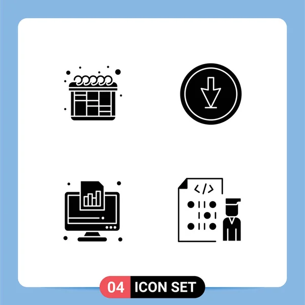 Modern Set Solid Glyphs Szimbólumok Mint Például Iteráció Diagram Nyíl — Stock Vector