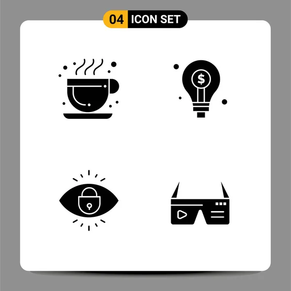 Creative Icons Modern Signs Sysymbols Cafe Internet Bulb Investment Lock — Vector de stock