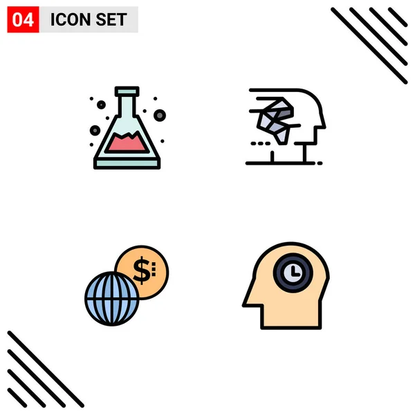 Set Modern Icons Symbols Signs Acid Business Study Brain Markets — Stock Vector