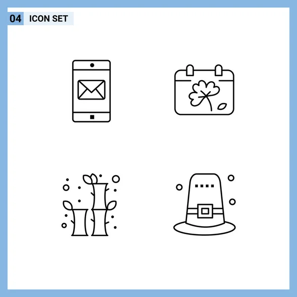 Mobile Interface Line Set Pictograms Application China Mail Day Celebration — Vector de stock