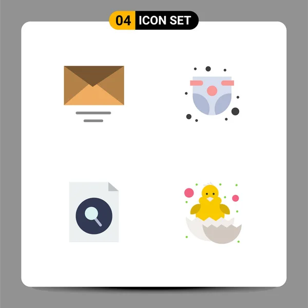 Interface Usuário Flat Icon Pack Modern Signs Symbols Mail File — Vetor de Stock