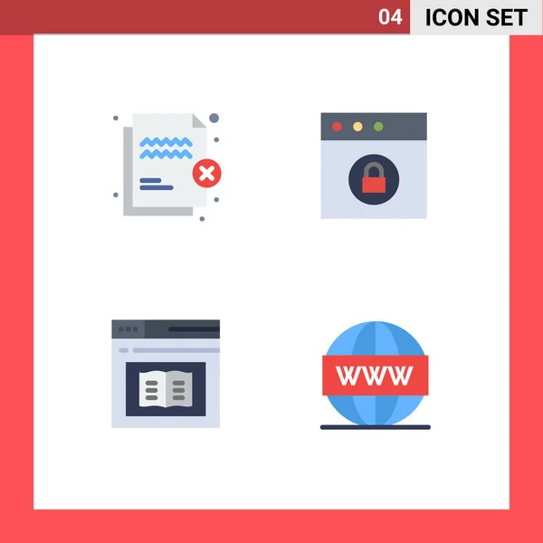 Thematic Vector Flat Icons Editable Sysymbols Deny Diploma Security Lock — Vector de stock