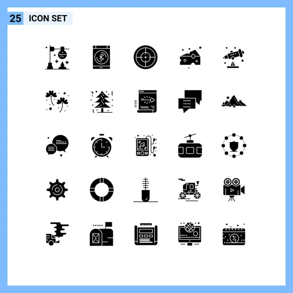 Interface Mobile Glyphe Solide Jeu Pictogrammes Astronomie Nourriture Armée Fromages — Image vectorielle