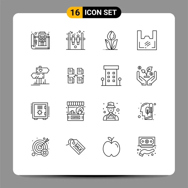 Icône Vectorielle Stock Paquet Signes Symboles Ligne Pour Supermarché Plastique — Image vectorielle