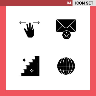 Jest, merdiven, üç parmak, yıldız, internet düzenlenebilir vektör tasarım elementleri gibi 4 Katı Şekil ve sembolden oluşan modern küme