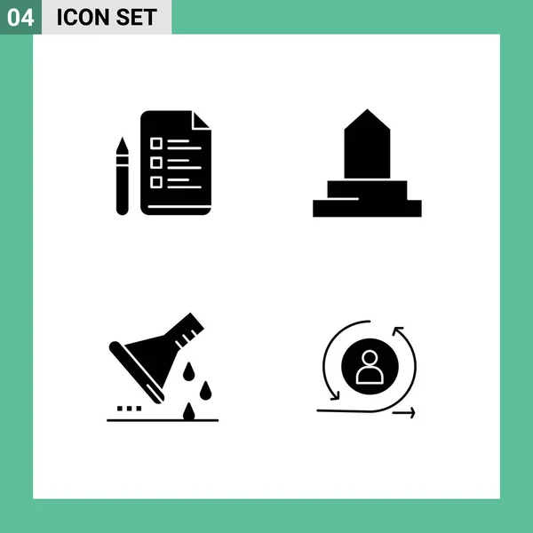 Set Modern Icons Sysymbols Signs File Erlenmeyer Flask Pencil Islamic — Vector de stock