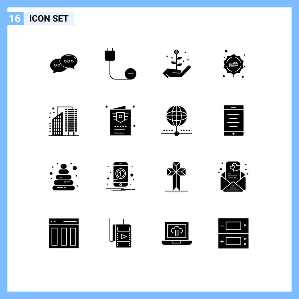 Stock Vector Icon Confezione Segni Simboli Linea Città Edifici Potenza — Vettoriale Stock