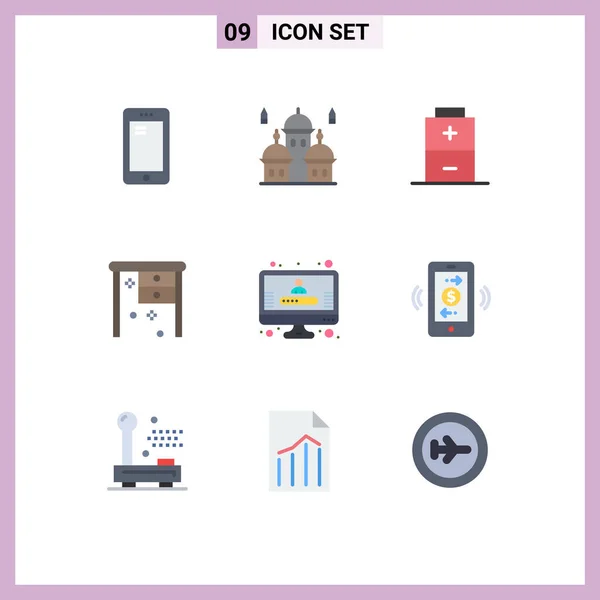Set Modern Icons Sysymbols Signs Account Office Desk Moon Office — Archivo Imágenes Vectoriales