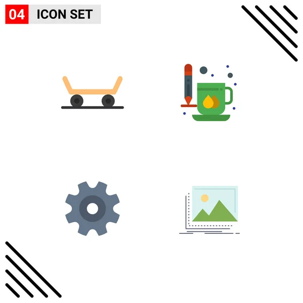 Stock Vector Icon Pack Line Signs Symbols Skateboard Setting Cup — Stockový vektor