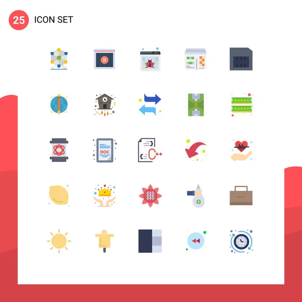 25テーマベクトルフラット色とSim カード ブラウザ デザイン ウェブ編集可能なベクトルデザイン要素の編集可能なシンボル — ストックベクタ