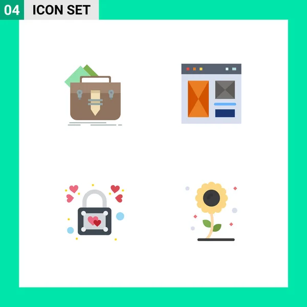 Pictogram Set Egyszerű Lapos Ikonok Portfolió Web Mappa Interfész Zár — Stock Vector