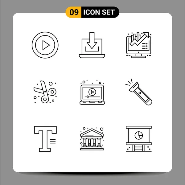 Set Modern Icons Symbols Signs Ads Education Download Cut Growth — Stock Vector