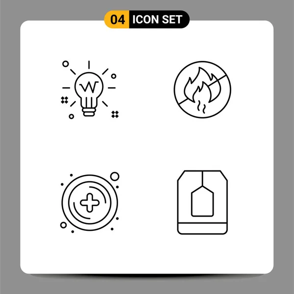 Set Modern Icons Symbols Signs Bulb Add Solution Editable Vector — Stock Vector