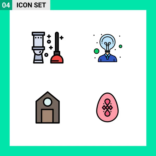 Uniwersalny Filledline Płaski Kolor Znaków Symbole Toalety Szkoły Pokoju Innowacji — Wektor stockowy