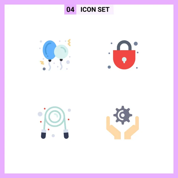 Editable Vector Line Pack Simple Flat Icons Balloon Grippers Toy — Vector de stock