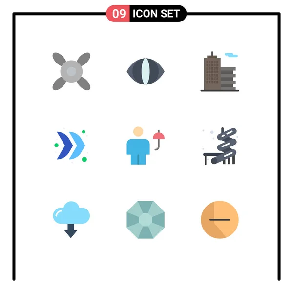 Universal Icon Symbols Group Modern Flat Colors Umbrella Human Office — Διανυσματικό Αρχείο