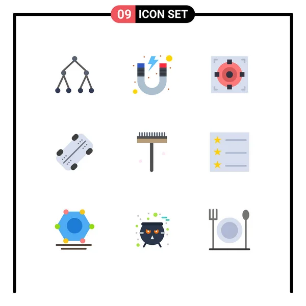 Pictogram Set Simple Flat Colors Rake Garden Target Sport Skate — 스톡 벡터