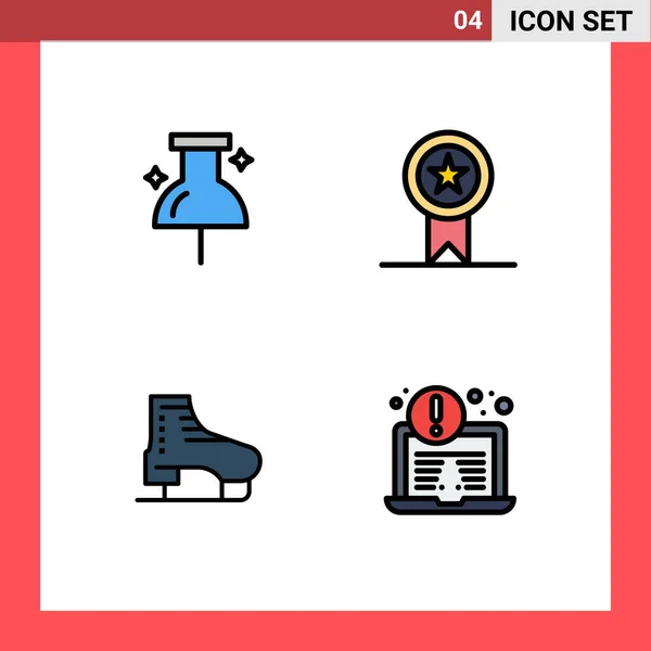 Set Vector Filledline Flat Colors Grid Location Skate Badges Stamp — Stock Vector