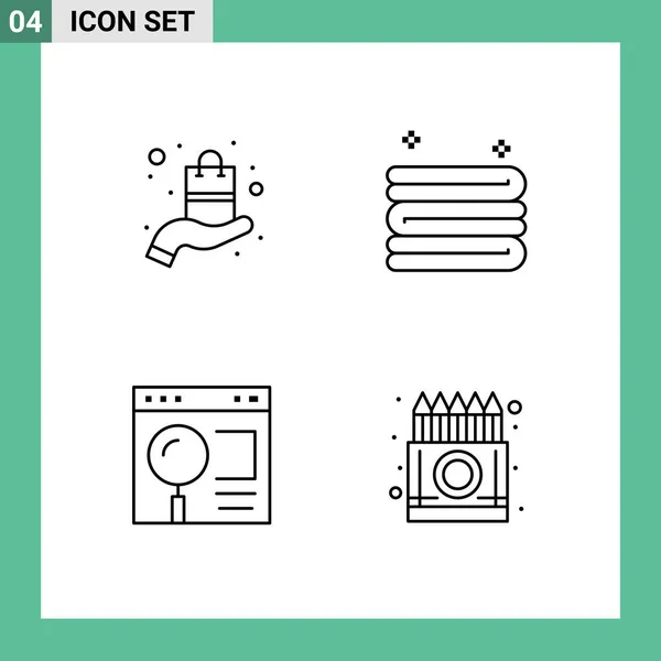 Mobile Interface Line Set Pictograms Present Page Sell Towel Web — Archivo Imágenes Vectoriales