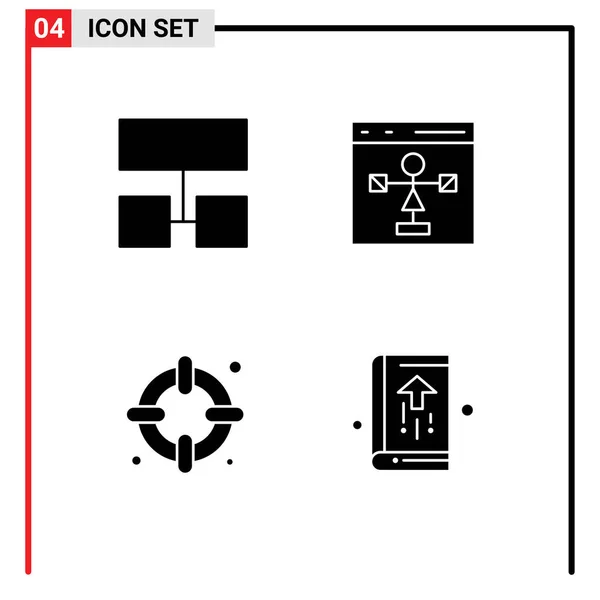 Universele Solid Glyph Tekens Symbolen Van Lay Out Leven Codering — Stockvector