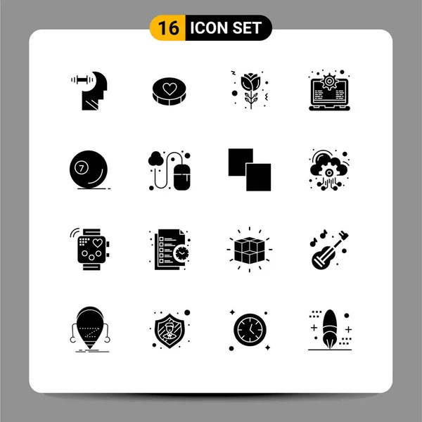 Universal Icon Symbols Group Modern Solid Glyphen Sport Game Flower — Stockvektor