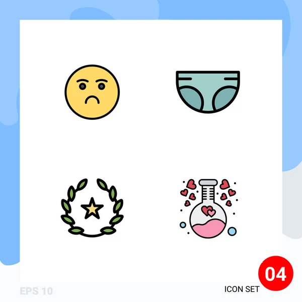 Sinais Cores Planas Filledline Universal Símbolos Emoji Característica Triste Crianças — Vetor de Stock