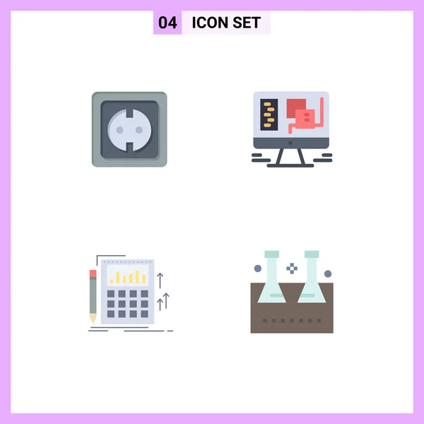 Set Commercial Flat Icons Pack Electrical Accounting Power Supply Design — Vector de stock