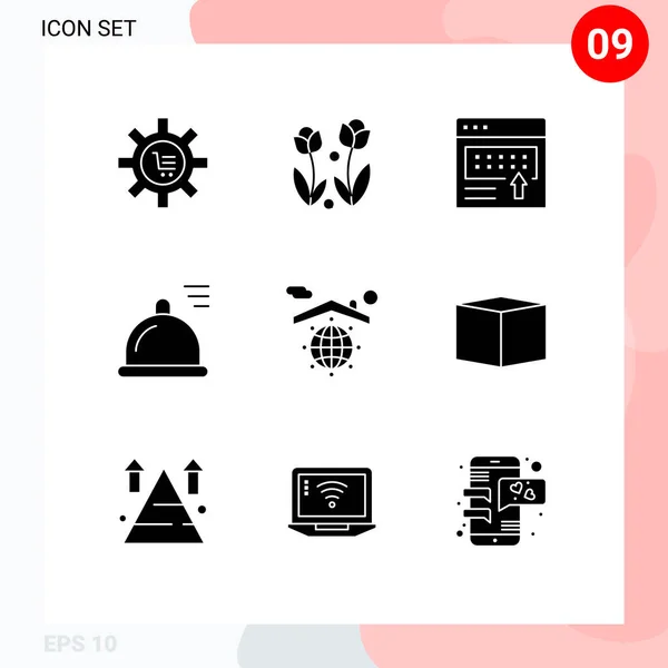 Stock Vector Icon Pack Mit Zeilenzeichen Und Symbolen Für Gericht — Stockvektor