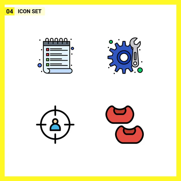 Pictogram Set Van Eenvoudige Filledline Vlakke Kleuren Van Lijst Beheer — Stockvector