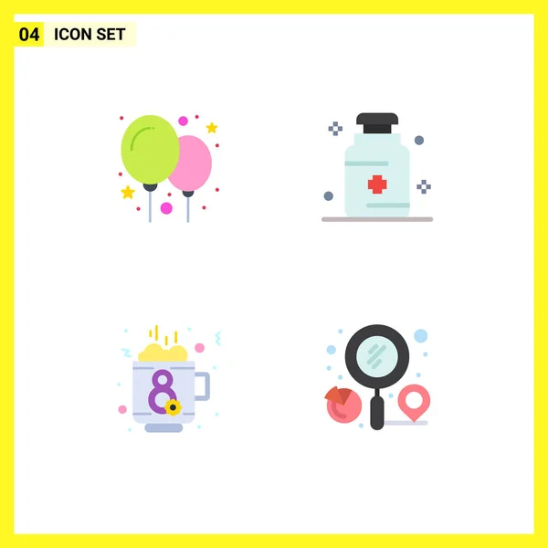 Set Von Vector Flat Icons Grid Für Ballon Hot Gesundheit — Stockvektor