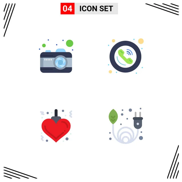 Universal Flat Icons Set Web Mobile Applications Camera Heart Frame — Vetor de Stock