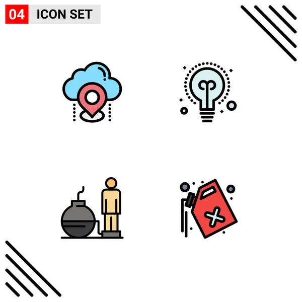 Conjunto Icones Modernos Símbolos Sinais Para Localização Dívida Mapa Educação —  Vetores de Stock