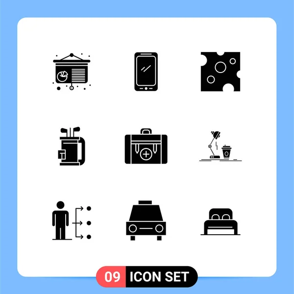 Set Modern Icons Sysymbols Signs Bag Golf Cheese Equipment Bag — Archivo Imágenes Vectoriales