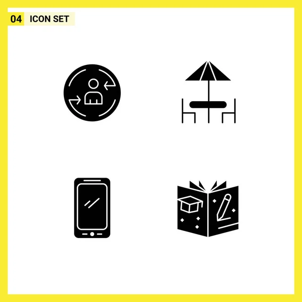 Modern Set Solid Glyphs Symbols Peturning Smart Phone Marketing Furniture — Stock Vector