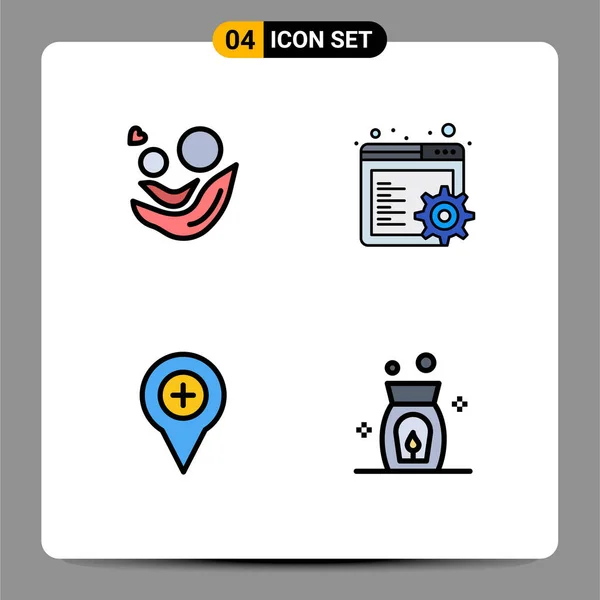 Set Modern Icons Symbols Signs Mother Map Day Gear Pin — Stock Vector