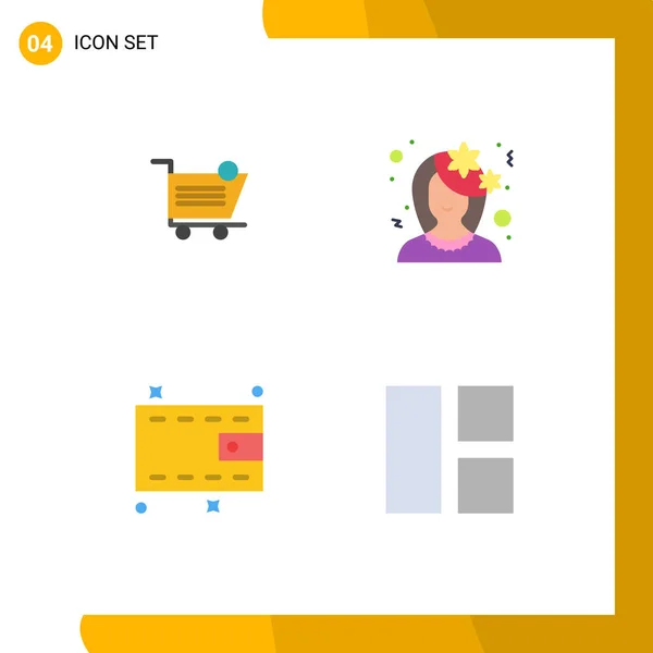User Interface Flat Icon Pack Modern Signs Sysymbols Cart Woman — Vector de stock