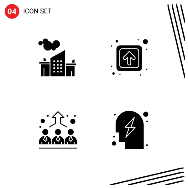 Moderne Set Van Vaste Hiërogliefen Symbolen Zoals Fabriek Werknemer Vervuiling — Stockvector