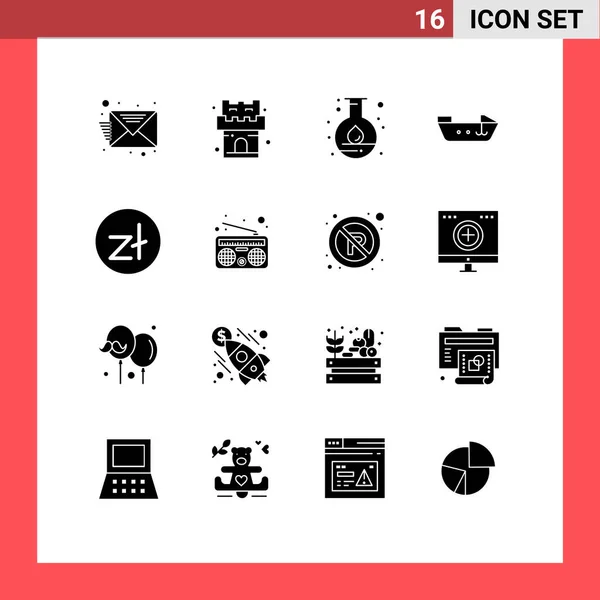 Set Commercial Solid Glyphs Pack Communication Coin Lab Poland Speed — Archivo Imágenes Vectoriales