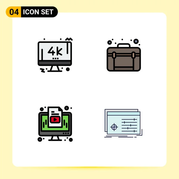 Conjunto Icones Modernos Símbolos Sinais Para Monitor Marketing Viagens Monitor — Vetor de Stock