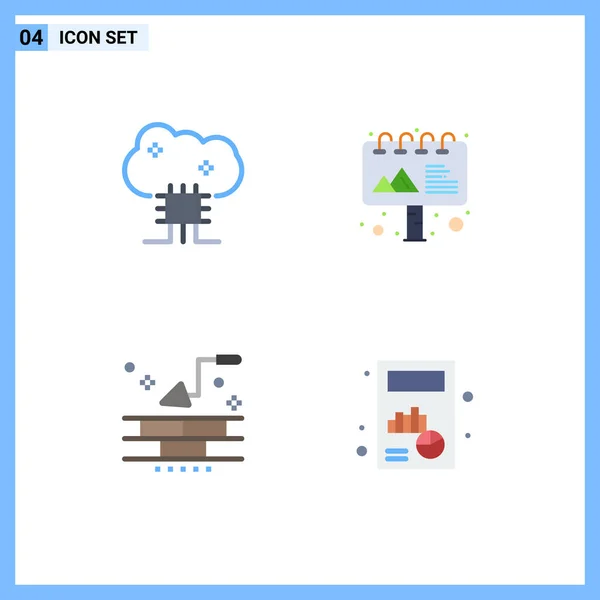 Piktogramm Set Mit Einfachen Flachen Symbolen Für Cloud Basierte Dienste — Stockvektor
