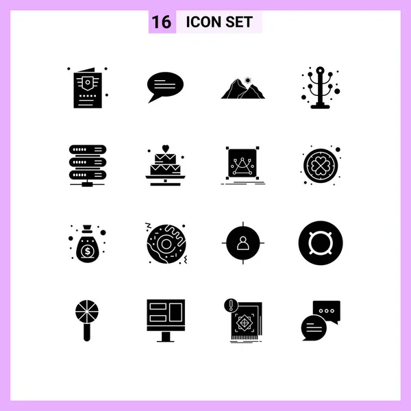 Set Modern Icons Sysymbols Signs Data Rack Landscape Interior Clothes — Vector de stock