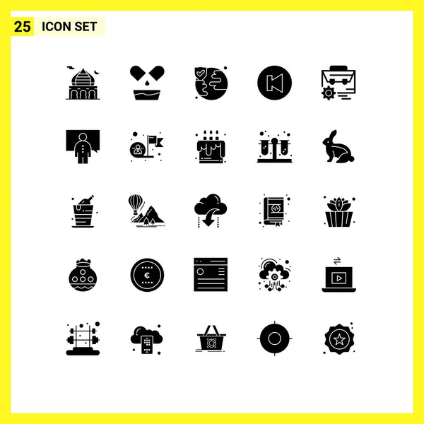 Set Modern Icons Symbols Signs Engineer Gear World Bag Multimedia — Stock Vector