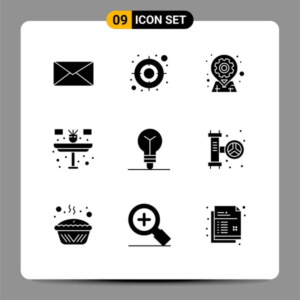 Set Commercial Solid Glyphs Pack Idea Table Geo Household Desk — Vector de stock