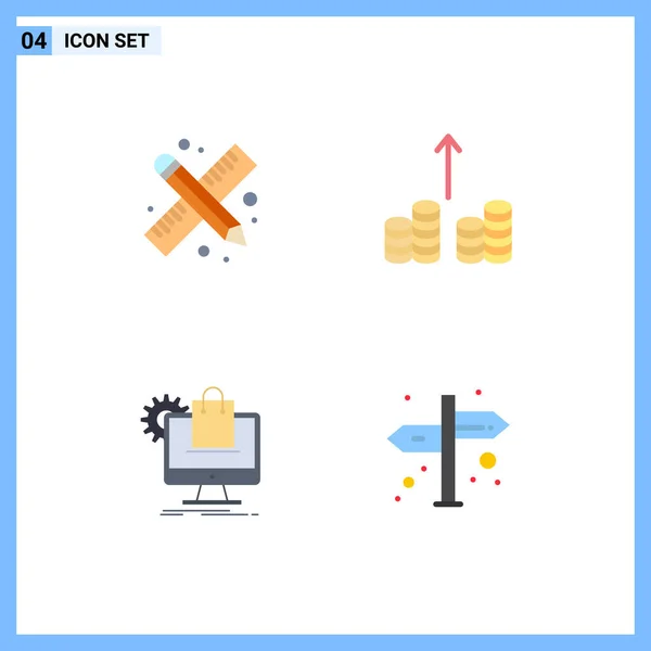 User Interface Pack Basic Flat Icons Back School Ecommerce Work — Stock Vector