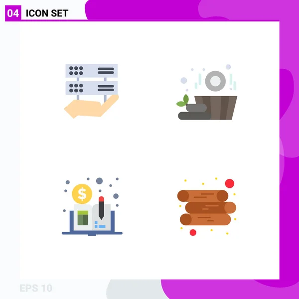 Flat Icon Pack Universal Symbols Data Distributed Ledger Book Control — Stock Vector