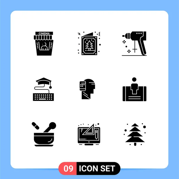 Benutzeroberfläche Solid Glyph Pack Moderner Zeichen Und Symbole Für Connected — Stockvektor
