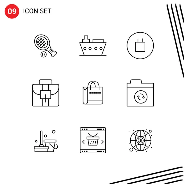 Creative Icons Modern Signs Sysymbols Shop Handbag Ancient Bag Business — Vector de stock