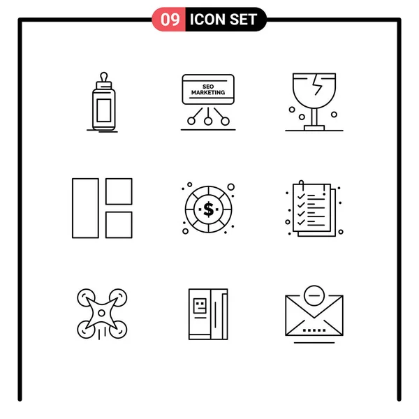 Set Modern Ikonok Szimbólumok Jelek Kép Kollázs Fórumon Szállítás Törékeny — Stock Vector