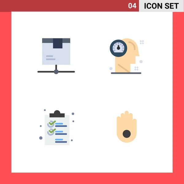 Set Vector Flat Icons Grid Delivery Thinking Product Mind Clipper — Vector de stock